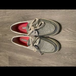 Size 10 silver glitter Sperrys